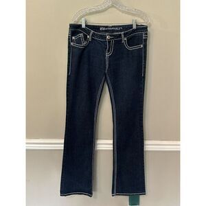 Vintage BLUE ASPHALT Junior's‎ Size 13 Long 34x33Flare Denim Jeans Thick Stitch